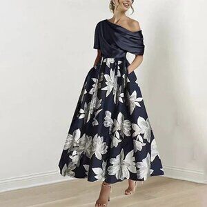 Off the Shoulder Floral Print Maxi Dress